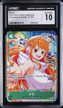 2025 ONE PIECE PROMO CARDS JAPANESE #P-102 NAMI CGC 10 GEM MINT - Image 1