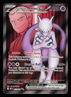 Team Rocket's Mewtwo ex 213/182 Ultra Rare Destined Rivals Pokemon Card - Image 1