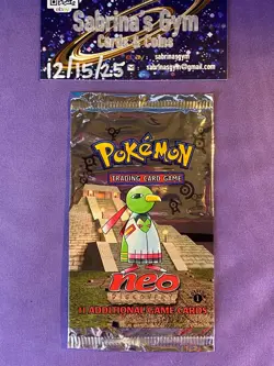 Empty 1st Edition Neo Discovery Xatu artwork Pokemon Card Opened Pack - Image 1