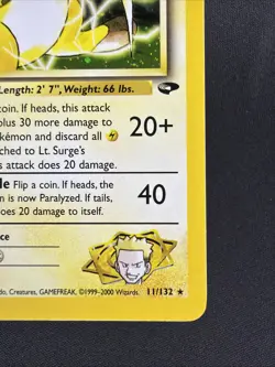 Lt. Surge's Raichu 11/132 Gym Challenge Pokemon Card WOTC Vintage Holo Rare - LP - Image 4