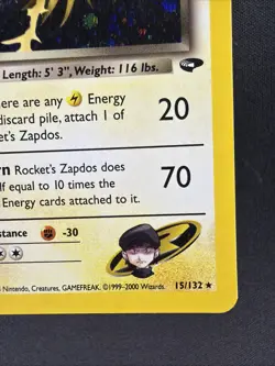 Rocket's Zapdos 15/132 Gym Challenge Holo Wotc Pokemon Card. - Image 4