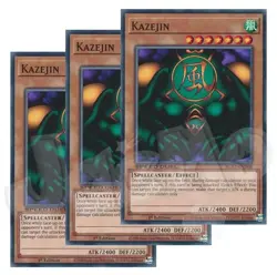 Yugioh - Kazejin x 3 - 1st Edition NM - Plus Free Holographic Card - Image 1