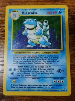 Blastoise 2/102 Stage Error Misprint Base Set Unlimited Pokemon Card Played - Image 1