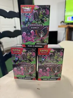 3 Pokemon TCG Scarlet and Violet Shrouded Fable Booster Bundle 6 Packs, Sealed - Image 1