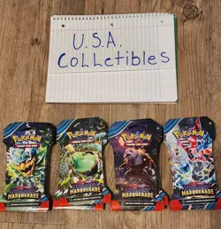 Pokemon TCG S & V Twilight Masquerade Sleeved Booster Pack Art Set of 4. - Image 1