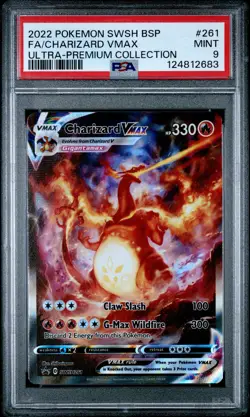 2022 POKEMON SWSH BLACK STAR PROMO #261 FULL ART/CHARIZARD VMAX PSA 9 - Image 1