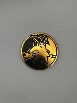 Pokemon TCG Lycanroc Coin Jumbo Orange - Image 1