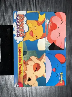 Pokemon Topps Looks Like Trouble #44 Pikachus Vacation Movie Blue logo HOLO - Image 1