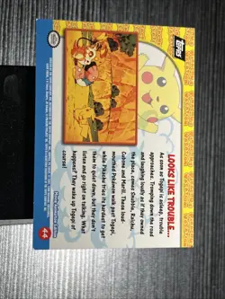 Pokemon Topps Looks Like Trouble #44 Pikachus Vacation Movie Blue logo HOLO - Image 4