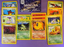 French Neo Genesis Destiny Chikorita, Bayleaf, Dark Quilava Pokemon Cards - Image 1
