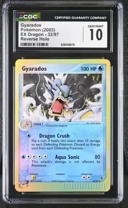 CGC 10 GEM MINT Gyarados 2003 EX Dragon 32/97 Reverse Holo Pokemon Card - Image 1