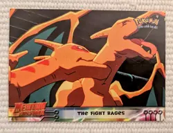 The Fight Rages #35 Topps Pokemon Movie Mewtwo Strikes Back Charizard Card LP - Image 1
