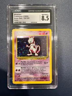 Mewtwo Holo 10/102 Base Set (1999) - CGC 8.5 - WOTC Vintage Pokemon Card - Image 1