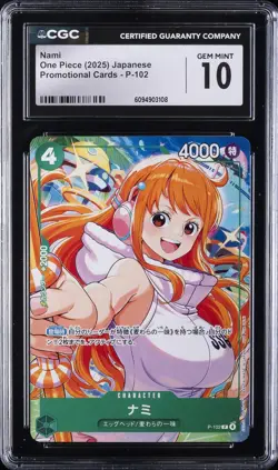 2025 ONE PIECE PROMO CARDS JAPANESE #P-102 NAMI CGC 10 GEM MINT - Image 1