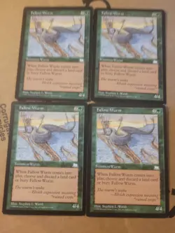 4x Fallow Wurm Magic the Gathering MTG Weatherlight # 68 Green 1997 Playset x 4 - Image 1