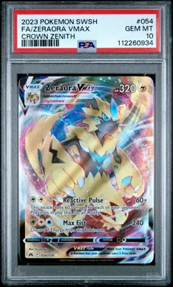PSA 10 Pokemon TCG 2023 SWSH Crown Zenith #054/159 Zeraora VMAX Full Art Holo - Image 1