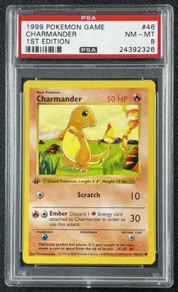 CHARMANDER PSA 8 1999 POKEMON #46/102 1ST EDITION 326 - Image 1