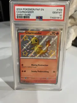 2024 POKEMON PAF EN-PALDEAN FATES SHINY RARE #109 CHARMANDER PSA 10 - Image 1