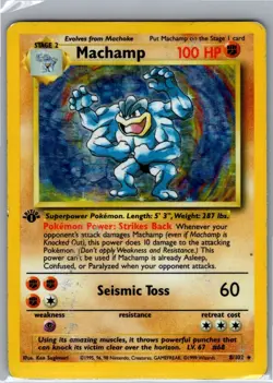 Machamp 8/102 Pokemon Base Set Unlimited Holo Rare Card WOTC LP 1 - Image 1