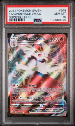 Pokemon Cinderace Vmax Shining Fates #019 Graded Card PSA 10 - Image 1
