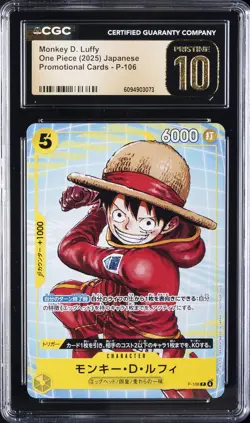 2025 ONE PIECE PROMO CARDS JAPANESE #P-106 MONKEY D. LUFFY CGC 10 PRISTINE - Image 1