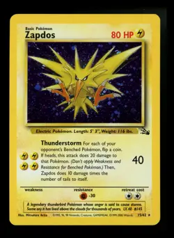 #2 Zapdos 15/62 Fossil 1999 Holo Rare WOTC Pokemon Card TCG - Image 1
