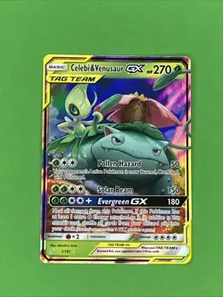 Pokemon TCG Celebi & Venusaur GX Holo Ultra Rare Card Team Up 1/181 - Image 1