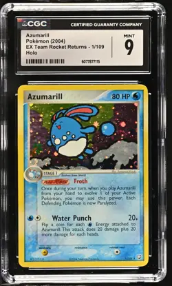 CGC 9 MINT Azumarill 2004 EX Team Rocket Returns 1/109 Holo Pokemon Card - Image 1