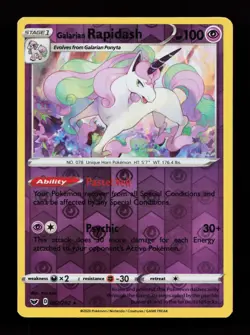 Galarian Rapidash 082/202 Reverse Holo Sword & Shield Base Set Pokemon Card - Image 1