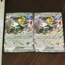 LOT (2) Pokemon TCG: Melmetal EX 104/142 - Stellar Crown Promo Holo JUMBO CARDS - Image 1
