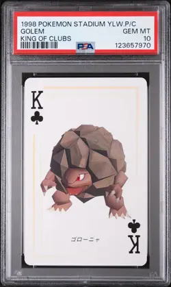 1998 POKEMON STADIUM YELLOW VERSION PLAYING CARDS KING OF CLUBS GOLEM PSA 10 - Image 1