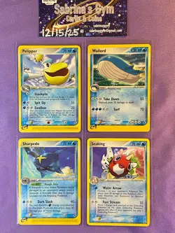 Pelipper, Wailord, Sharpedo, Seaking Rare EX Ruby and Sapphire Set Pokemon Cards - Image 1