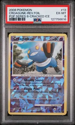 2008-09 POKEMON POP SERIES 8 CRACKED ICE #13 CROAGUNK-REVERSE FOIL PSA 6 - Image 1
