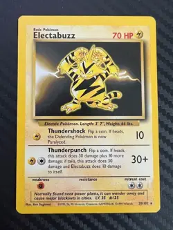 Pokemon TCG Electabuzz 20/102 Rare Unlimited Base Set Unlimited Non Holo LP - Image 1