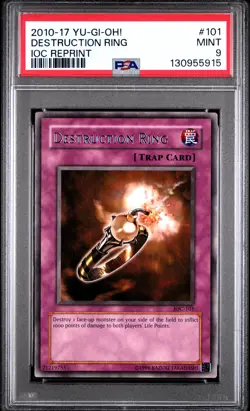 2010-2017 YU-GI-OH! INVASION OF CHAOS REPRINT #101 DESTRUCTION RING PSA 9 - Image 1