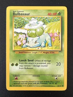 Bulbasaur - 44/102 - Base Set - Pokemon LP-EXC BUY 2 CARDS GET 1 FREE!! - Image 1