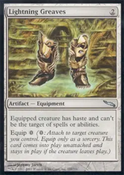 MTG English Lightning Greaves NM Foil Mirrodin - Image 1