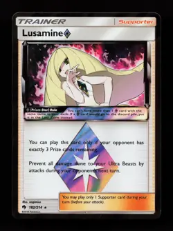 Lusamine Prism Star 182/214 Prism Rare SM - Lost Thunder Pokemon Card - Image 1