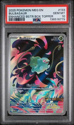 PSA 10 BULBASAUR #133 STAMPED MEGA ENHANCED BOX TOPPER 2025 POKEMON MEG EN - Image 1