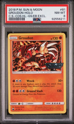 2018 Pokemon S & M Groudon-Holo Cosmos Holo-GameStop/EB Games Excl. #81 PSA 8 - Image 1