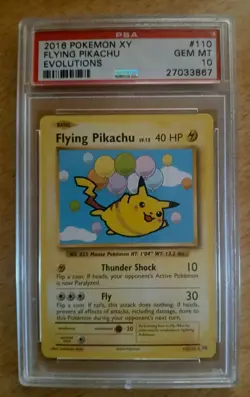 2016 POKEMON XY EVOLUTIONS FLYING PIKACHU SECRET RARE #110/108 PSA 10 - Image 1
