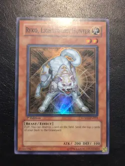Yu-Gi-Oh SUPER RARE HOLO RYKO LIGHTSWORN HUNTER LODT-EN022 1ST LP - Image 1
