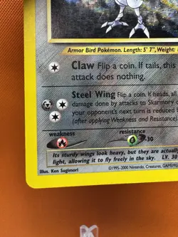 💥 Skarmory Pokemon TCG Neo Genesis Set Holo Foil Rare 13/111 Vintage Card 957 - Image 4
