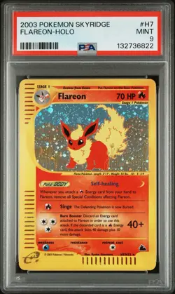2003 Flareon Skyridge Holo Rare #H7 E Series E Reader Pokemon Card Swirl Psa 9 - Image 1