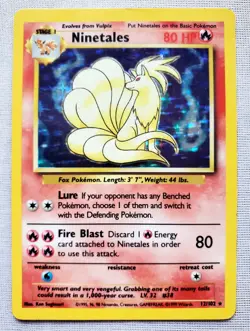 NINETALES Base Set Holo Rare Card 12/102 Pokemon TCG WOTC Holographic 1999 - Image 5