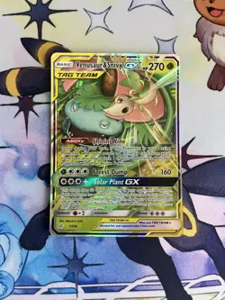 Venusaur & Snivy-GX 1/236 Holo Rare GX Cosmic Eclipse Pokemon NM Pokemon Card - Image 1