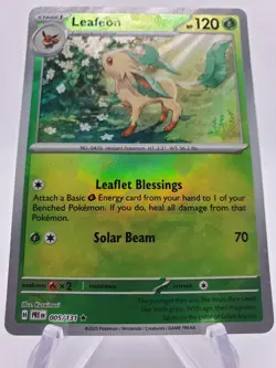 Leafeon 005/131 Poke Ball Reverse Holo Prismatic Evolutions Pokemon Card NM - Image 2