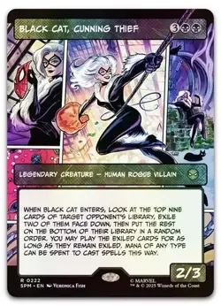 Black Cat, Cunning Thief (Borderless) #222 (Foil) (NM) Spider-Man SPM Magic MTG - Image 1