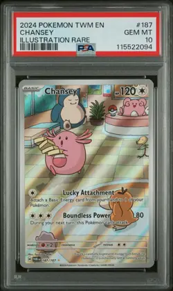 2024 POKEMON TWM EN-TWILIGHT MASQUERADE ILLUSTRATION RARE #187 CHANSEY PSA 10 - Image 1