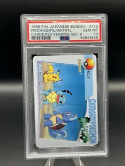 Pikachu Squirtle Wartortle Bandai Carddass anime Series #112 PSA 10 - Image 1